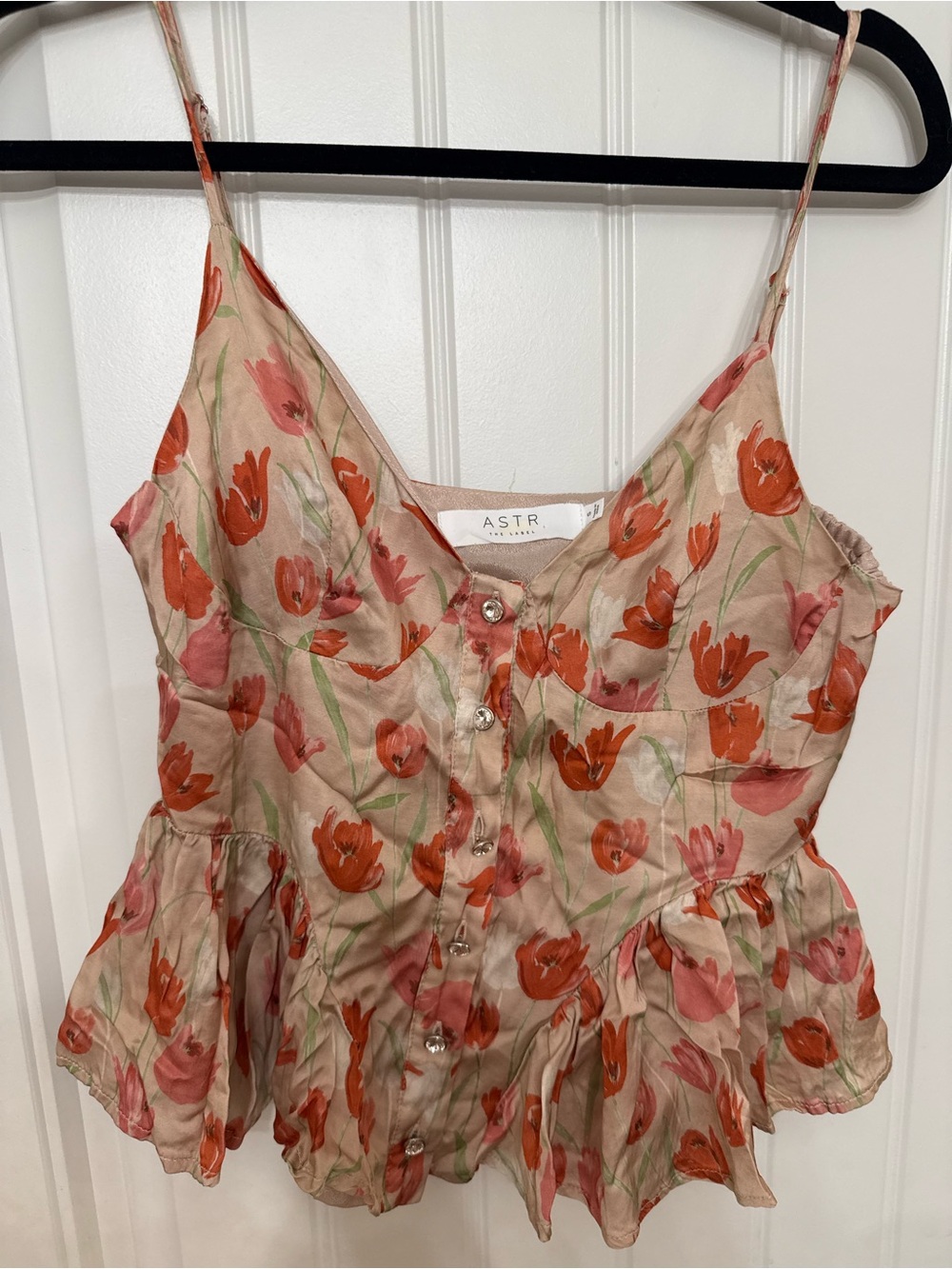 ASTR Peach Floral Cami with Orange Tulip Print